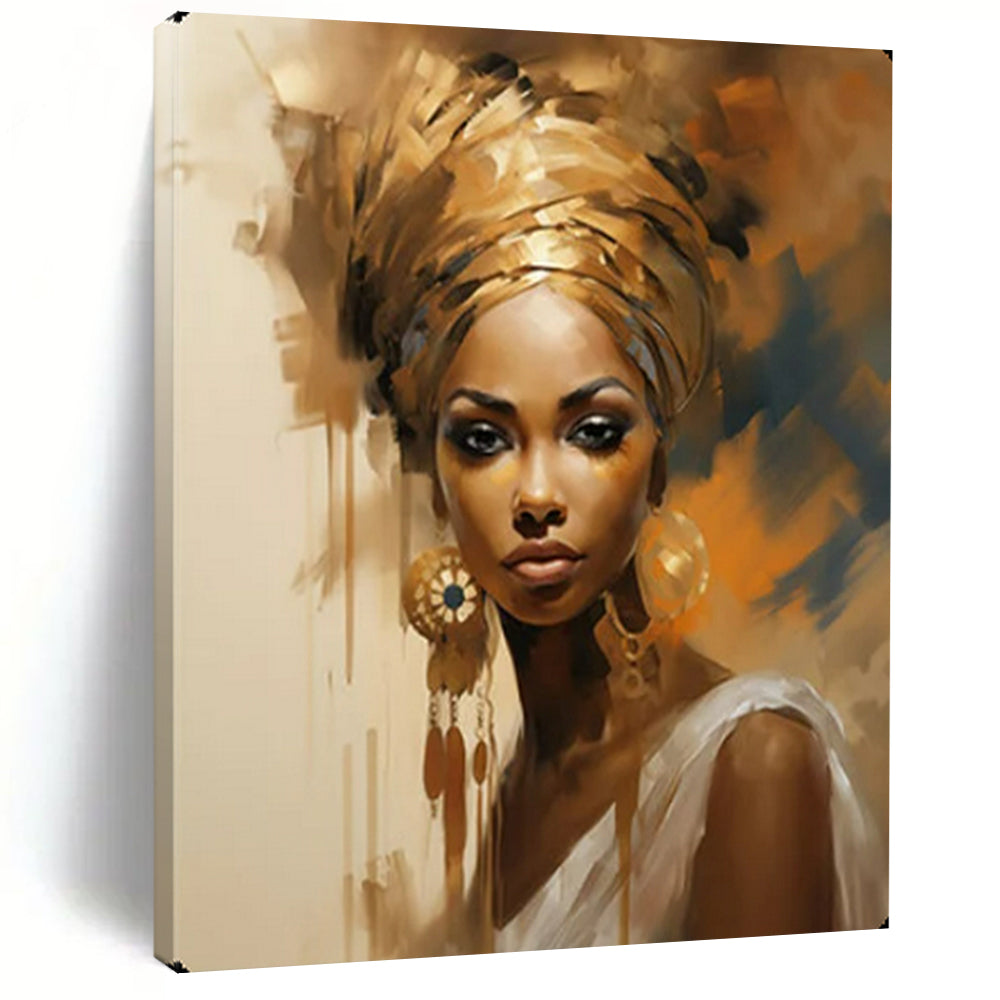 Golden Grace Warm - Toned Portrait, Painting On Canvas PT2159