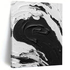 “Bold Black - White Textured Swirl” - Abstract, Graphic - Styled Painting On Canvas PT1679