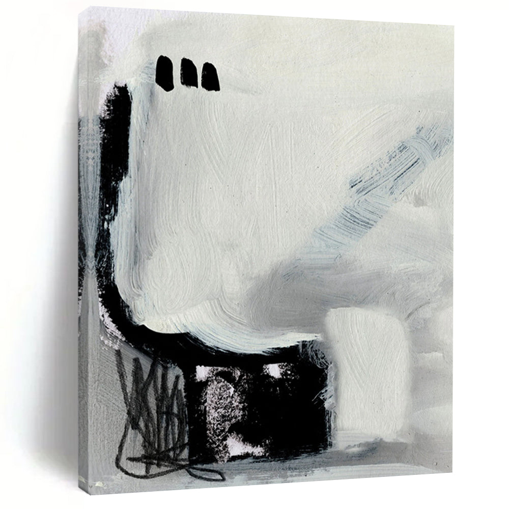 “Abstract Black Forms” - Bold Shapes & Scribbled Details Painting On Canvas DS205