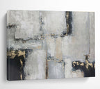 Gray - Gold Geometric Abstract - Modern Abstract Painting On Canvas DKS351