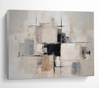 “Neutral - Tone Geometric Abstract” - Modernist Abstract Painting On Canvas PT1579