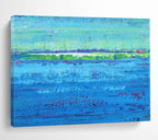 “Colorful Striped Water and Green Land” - Abstract Landscape - Painting On Canvas PT1793