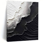 “Black & White Textured Abstraction” - Minimalist, Textural Painting On Canvas PT1475