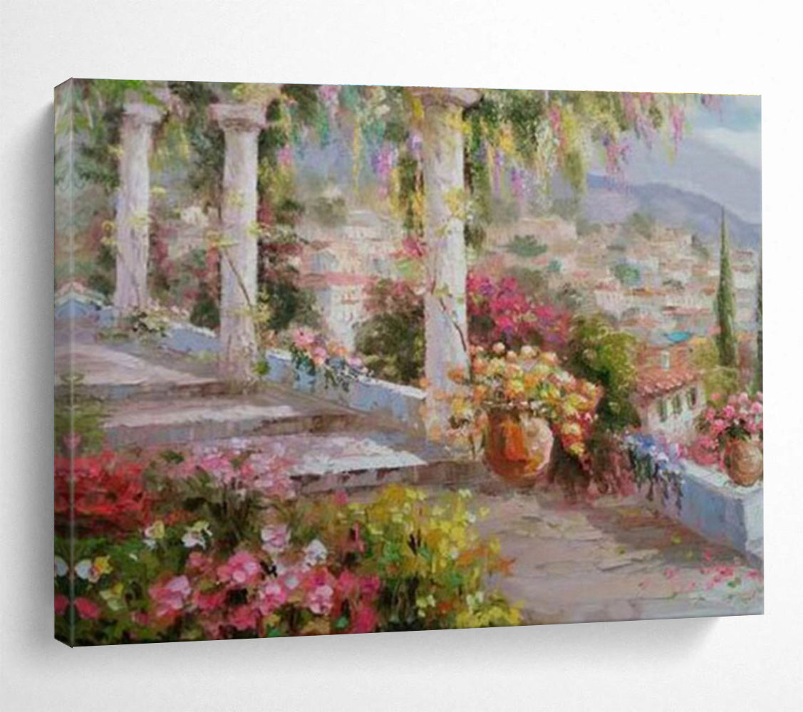 Garden Vista - Scenic Garden Oil Painting, Suited for Hallway & Balcony DKS663