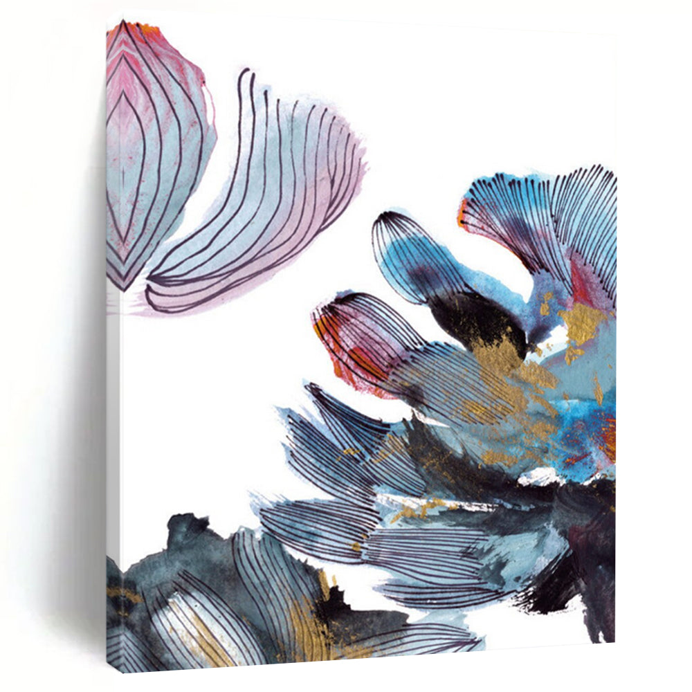 “Colorful Floral Abstraction” - Vibrant Petals with Gold Accents Painting On Canvas DS199