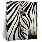 “Golden - Striped Zebra Gaze” Painting On Canvas PT1446