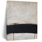 “Black and White Horizontal Line” - Minimalist Abstract Painting On Canvas DS353