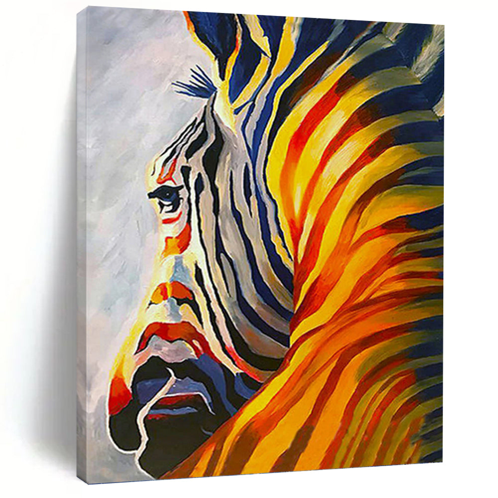 “Colorful Zebra Abstract” - Expressionist - Inspired Animal Painting On Canvas PT1428