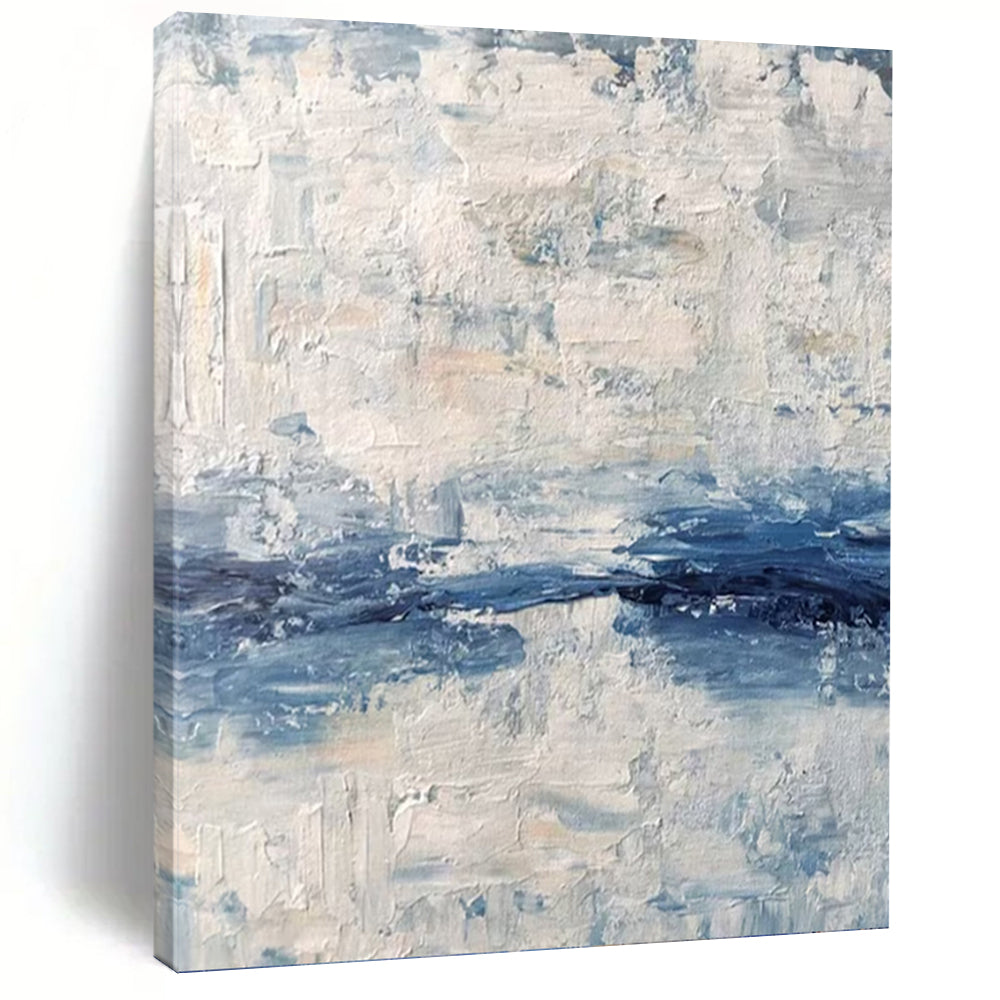 “Blue and White Textured Sea” - Abstract, Coastal - Inspired Painting On Canvas PT1546