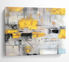 “Yellow - Grey Urban Rhythm” Abstract Painting On Canvas DKS285
