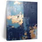 “Blue - Gold Fusion” - Textured Abstract with Metallic Accents Painting On Canvas DS130
