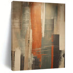 Tall Orange - Gray Abstract Columns Painting On Canvas DS113