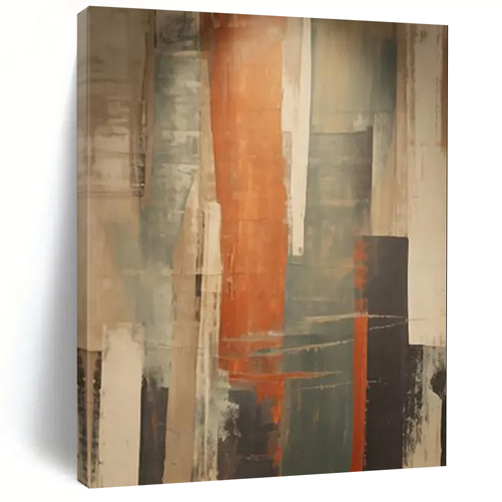Tall Orange - Gray Abstract Columns Painting On Canvas DS113