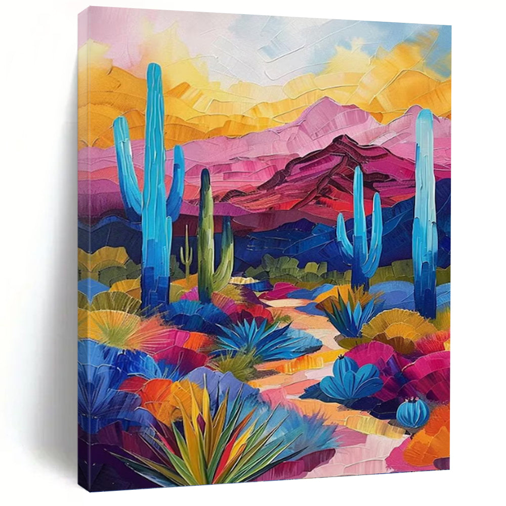 “Colorful Desert Landscape” - Abstract, Southwest - Themed Painting On Canvas PT1556