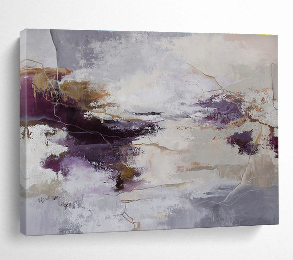 Purple and Grey Abstract Flow Contemporary Abstract Painting On Canvas DKS134