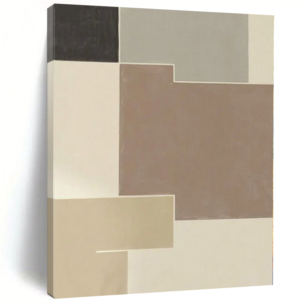 “Neutral - Toned Abstract Geometric Blocks” - Minimalist Abstract Painting On Canvas PS0334