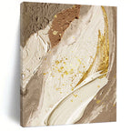 “Elegant Neutrals with Gold Accents” - Beige, Brown, Gold Abstract Painting On Canvas PT1477