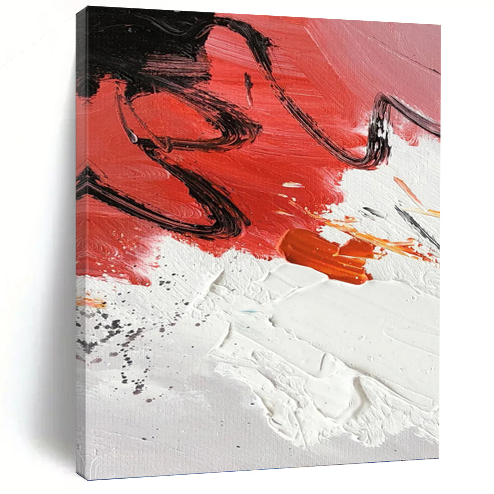 “Red - Black Abstract Splashes” - Abstract Expressionist Painting On Canvas PT1290