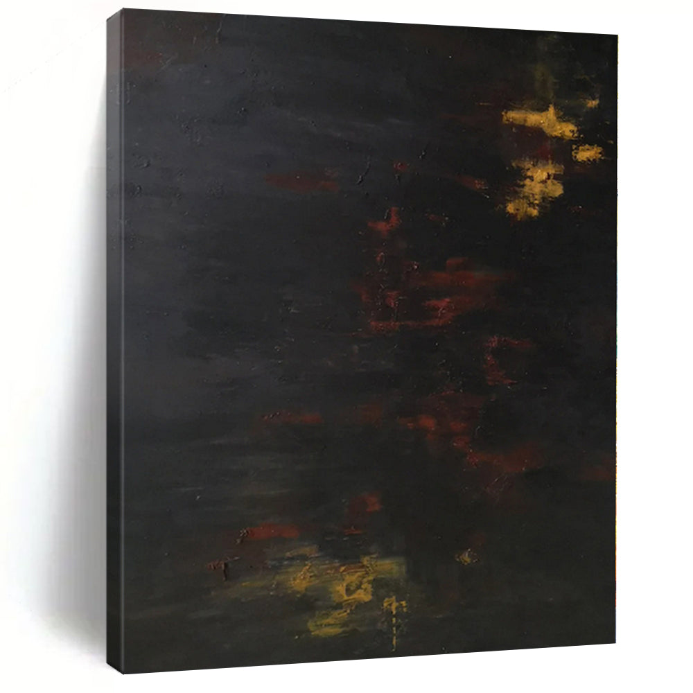 “Dark - Toned Abstract Subtle Lights” - Mysterious Abstract Painting On Canvas PS0354
