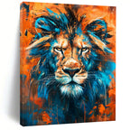“Blue and Orange Lion” - Contemporary Pop - Surrealist Painting On Canvas PT2212