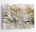 “Gray - Gold Textured Abstract” - Impasto Abstract - Painting On Canvas PT1775