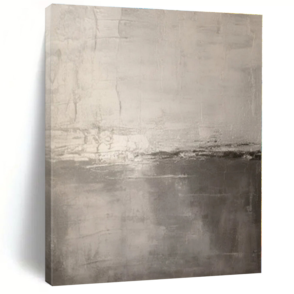 Gray, White with Subtle Textures "Gray Stillness" Abstract Painting On Canvas PS1331