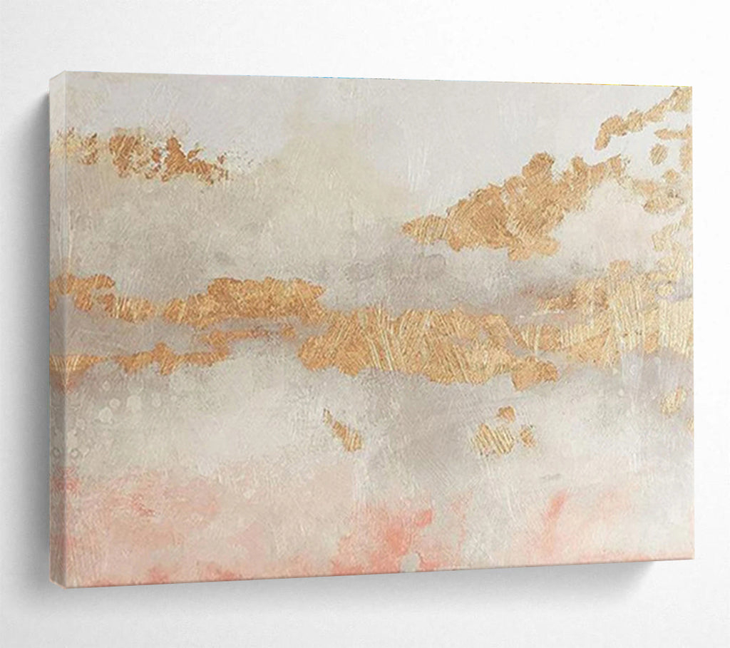“Gilded Pastel Abstract” - Luxe Abstract Painting On Canvas DKS440