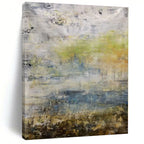 “Grey - Green - Blue Abstract Hazy Landscape” Painting On Canvas PS0379