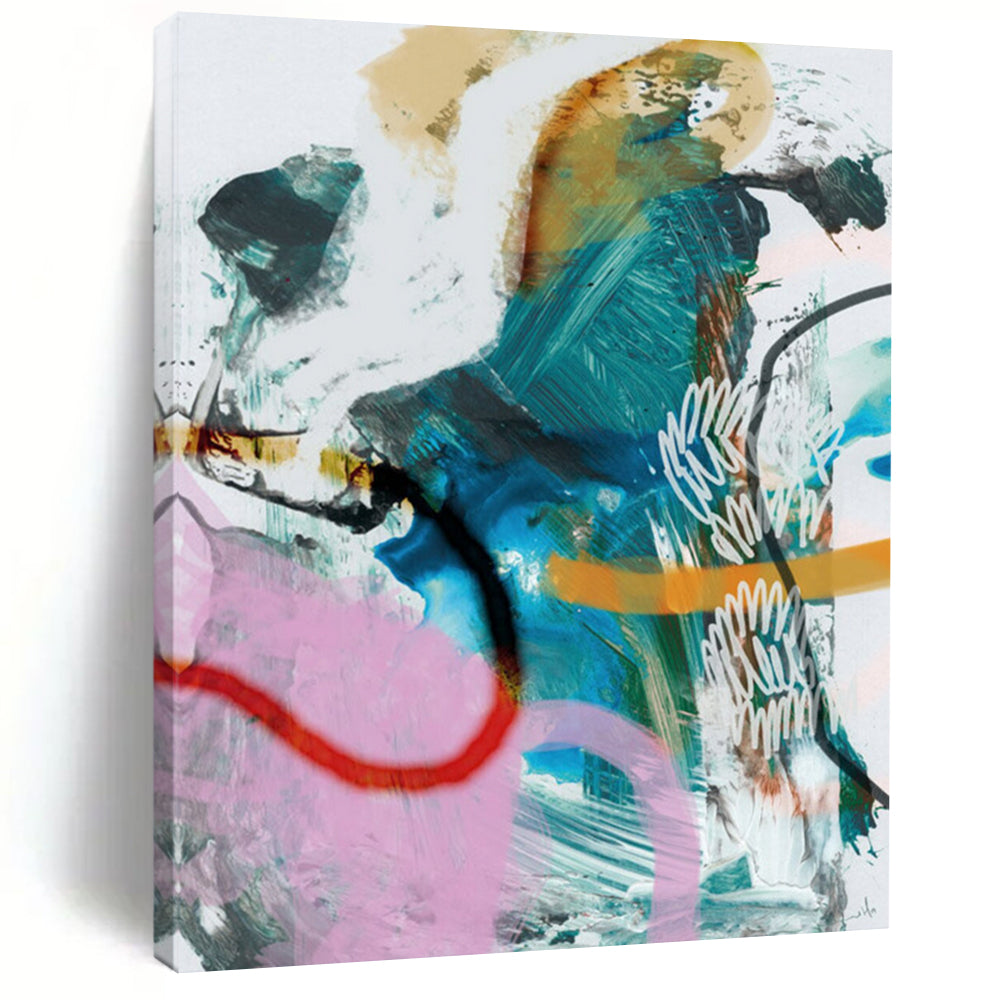 “Colorful Abstract Fusion” - Vibrant Hues with Dynamic Forms Painting On Canvas DS229