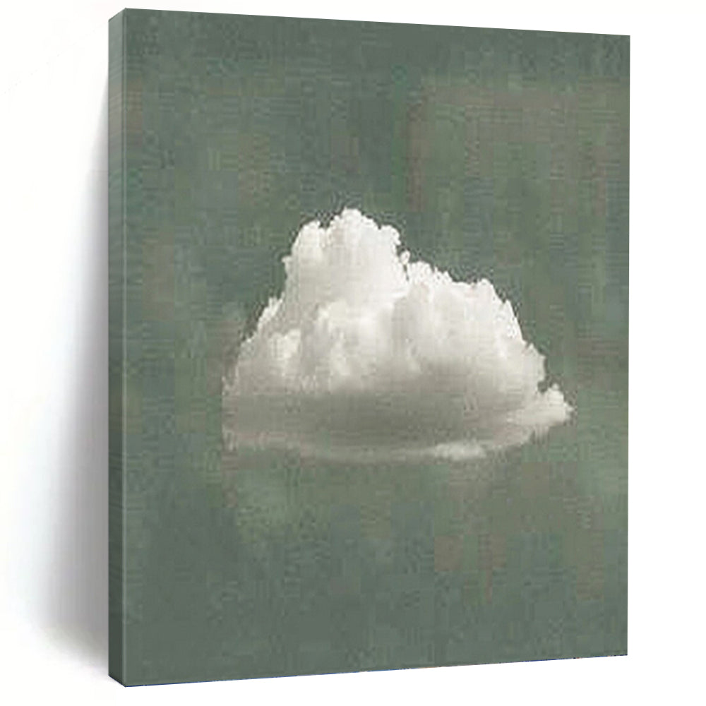 “Single White Cloud: Minimalist Nature Art” - Whimsical Realist Painting On Canvas PT0970