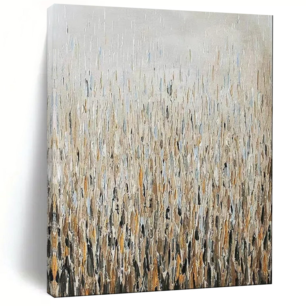 “Textured Neutral Grassland” - Abstract Landscape Painting On Canvas PT1889