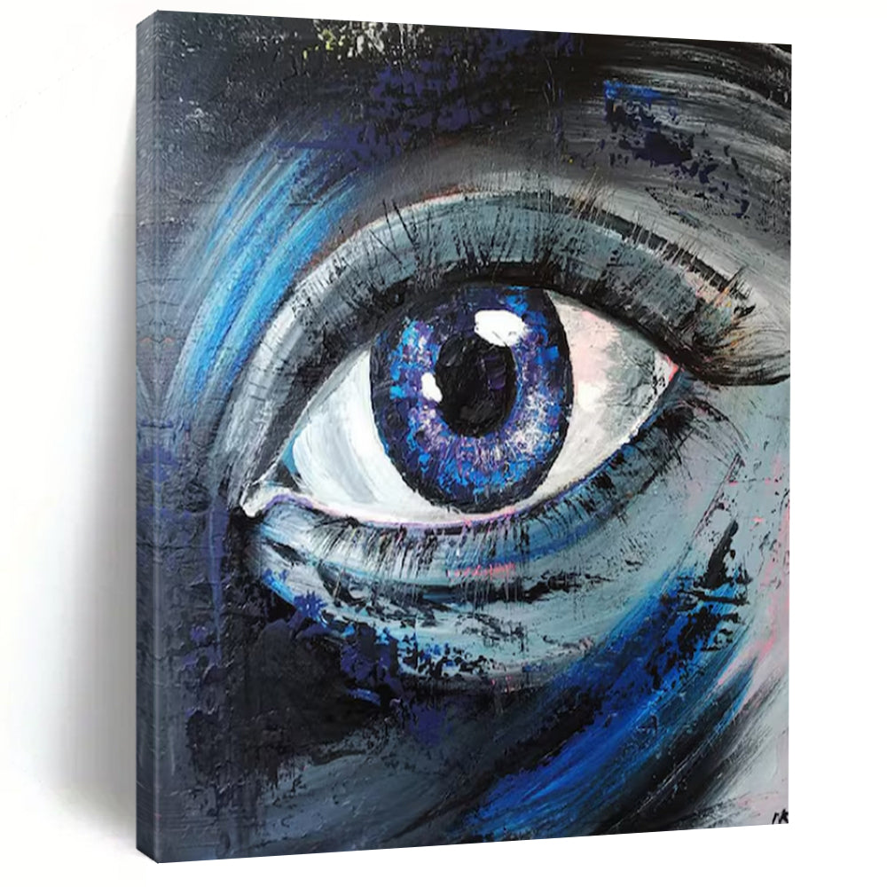 “Expressive Blue Eye Portrait” - Impressionistic Oil Painting On Canvas PT2187