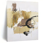 Beige, Brown, Black Organic Marks “Desert Sketch” - Painting On Canvas PS0797