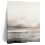 “Ethereal Gray - Beige Watercolor Mountains” - Watercolor Painting On Canvas PT2060