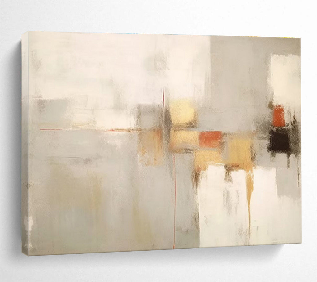 Soft Gray Abstract with Subtle Accents - Minimalist Painting On Canvas DKS348