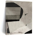 “Grayscale Collage - like Abstraction” - Black, White, Gray Abstract Collage - style Painting On Canvas PS0558
