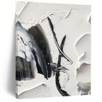 “Dynamic Black - White Abstract Strokes” - Expressive Abstract Painting On Canvas PS0243
