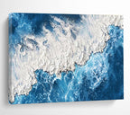 “Textured Blue Coast” - Blue, White & Gray Seascape, Impasto Oil Painting On Canvas DKS785