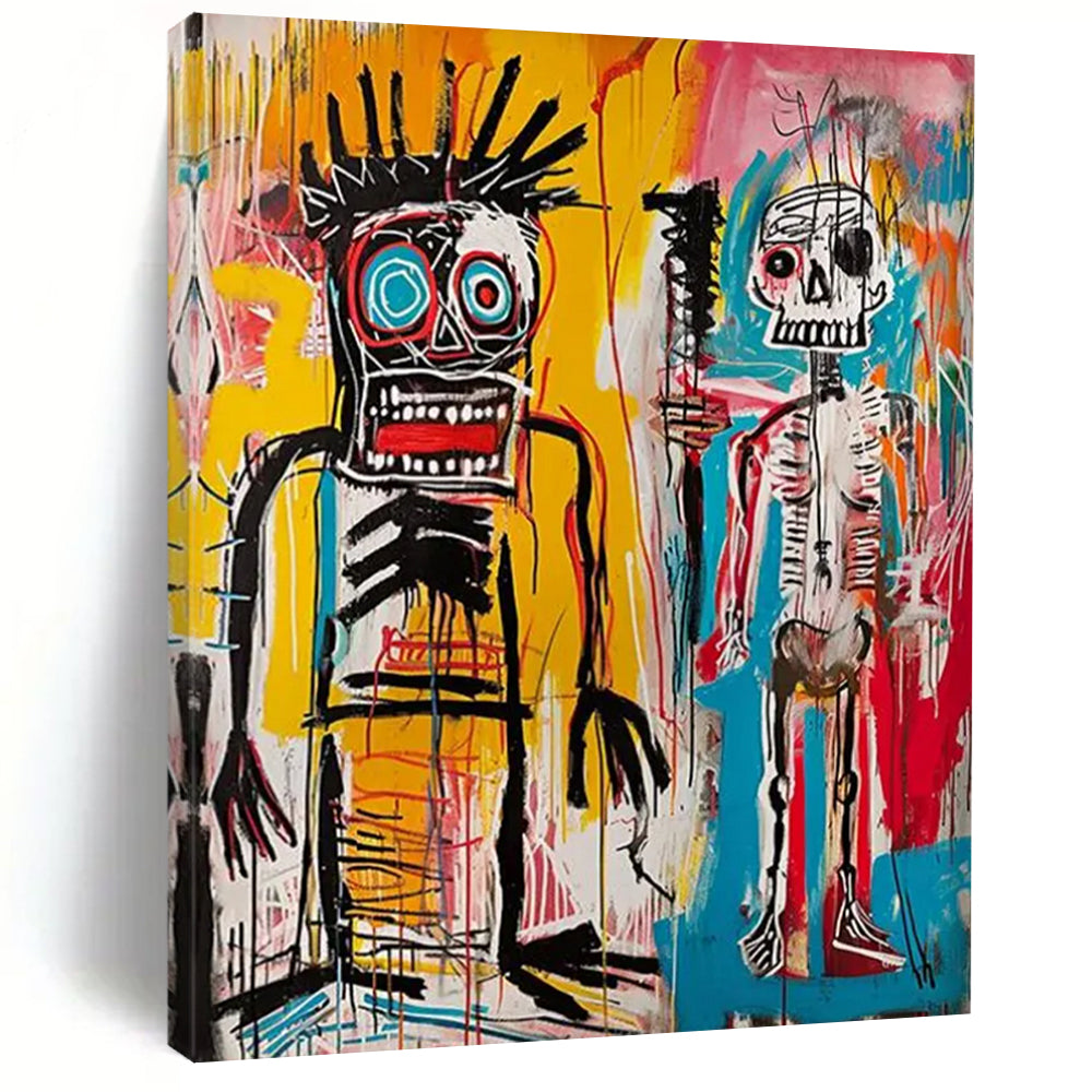 Basquiat - Style Figures Painting On Canvas DS099