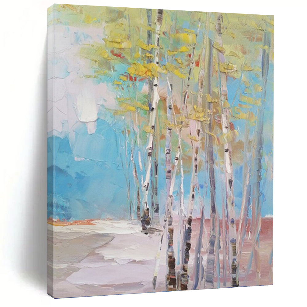 “Colorful Birch Forest” - Impressionist Landscape Painting On Canvas PT1300