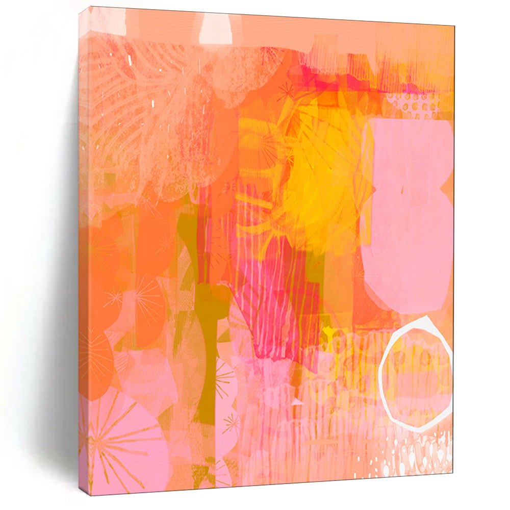 “Peach - Orange Abstract Forms” - Abstract Painting On Canvas PT2003