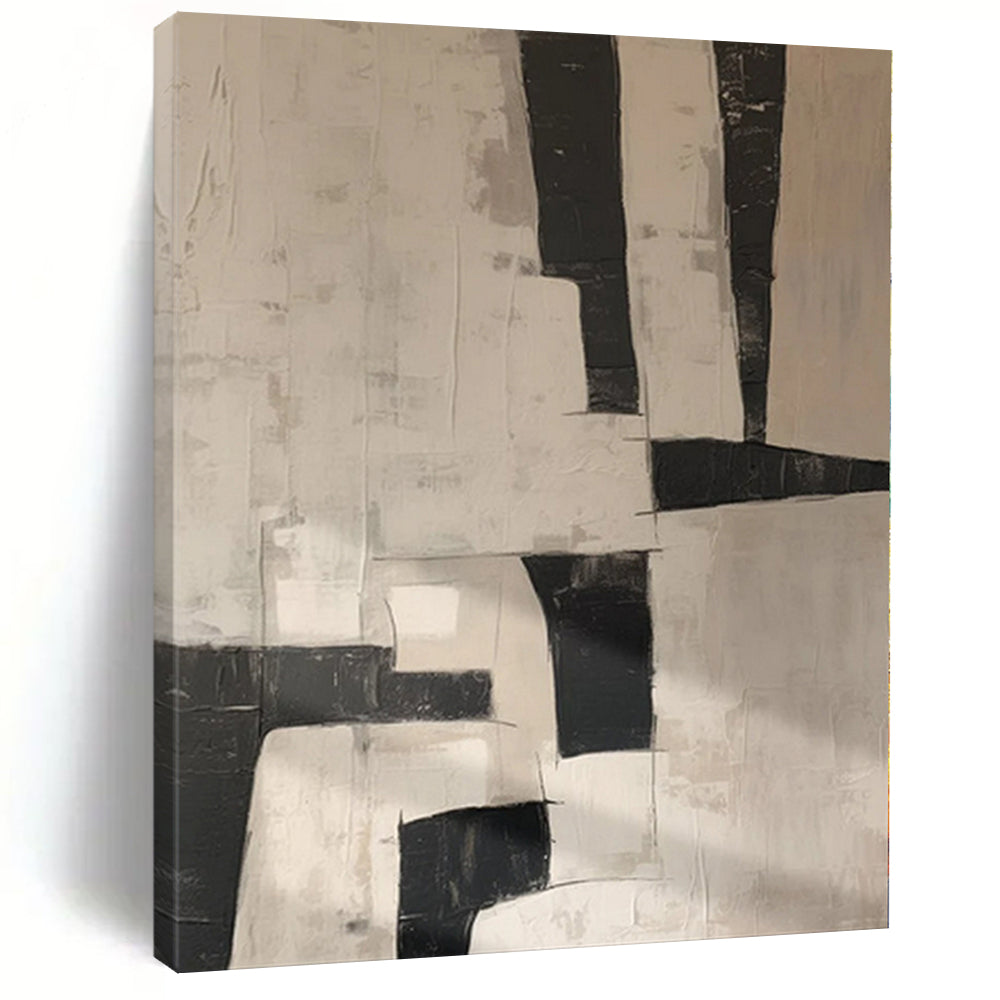 “Black - White Geometric Abstract” - Bold Abstract Painting On Canvas PS0123