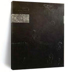 “Black - White Symbolic Abstraction” - Black, White Abstract Painting On Canvas PS0470