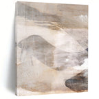 “Textured Mountain Abstraction” - Beige & Gray Layers with Subtle Shapes Painting On Canvas DS210