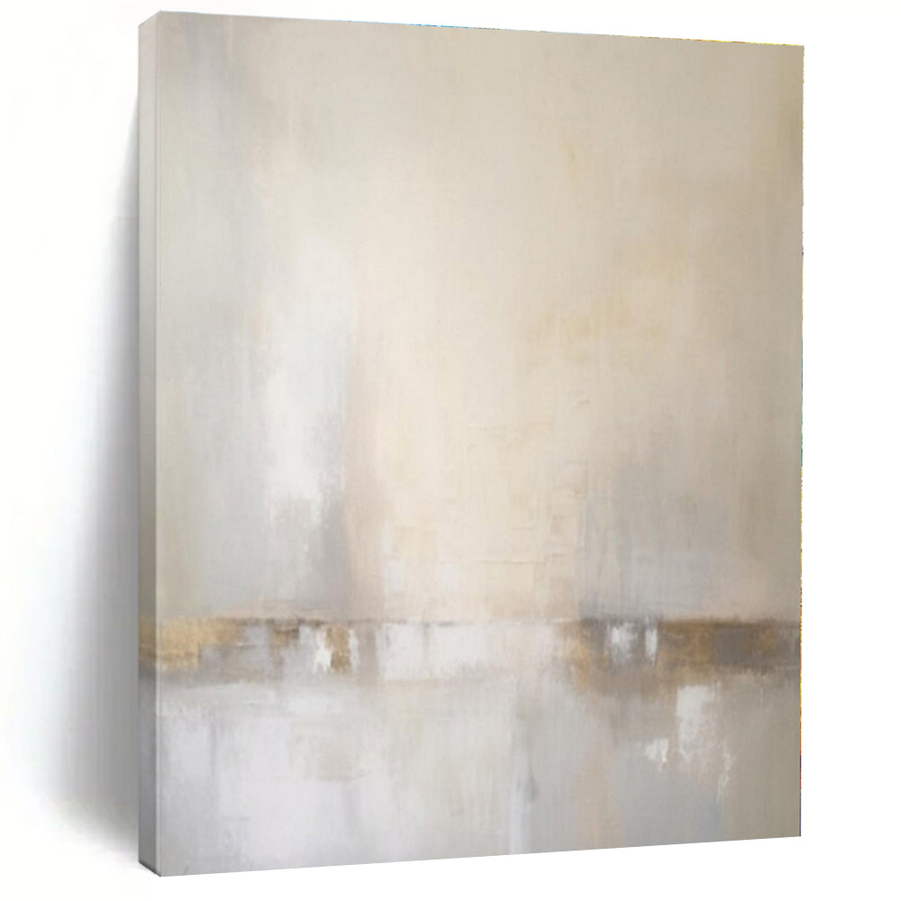 Beige, Gray, Gold with Subtle Gradients "Soft Horizons" Abstract Painting On Canvas PS1299