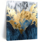 “Blue - Gold Abstract with Marble - like Textures” - Luxurious Abstract Painting On Canvas PS0285