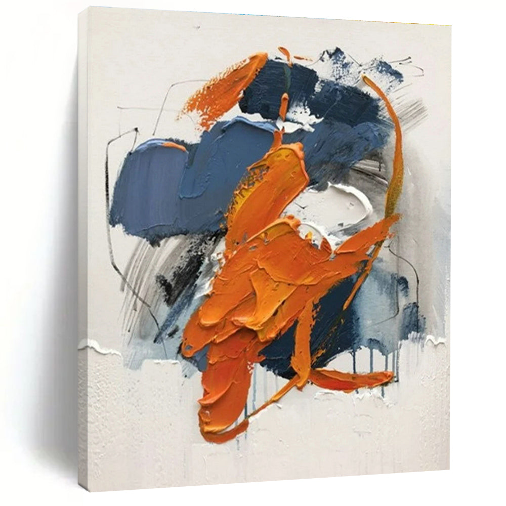 “Blue - Orange Abstract” - Blue, Orange Abstract Expressionist Painting PS0613