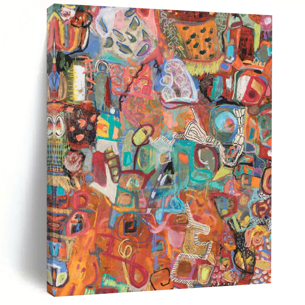 “Colorful Abstract Collage” - Vivid Mixed - Media Abstract Painting On Canvas DS291
