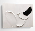 “White - Black Abstract Forms” - Minimalist Oil Painting on Canvas DKS909