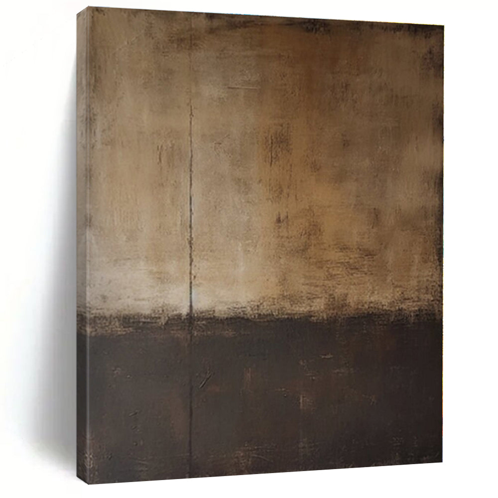 Brown, Black with Divided Textures "Earth and Shadow" Abstract Painting On Canvas PS1368